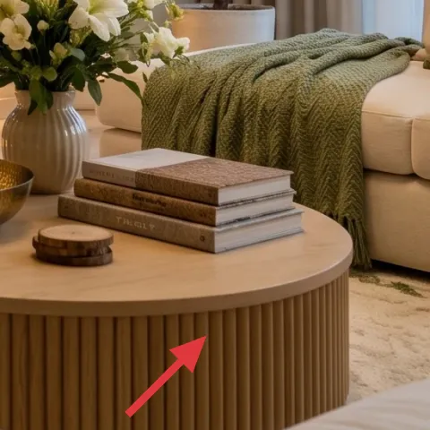 round ribbed wood coffee table
