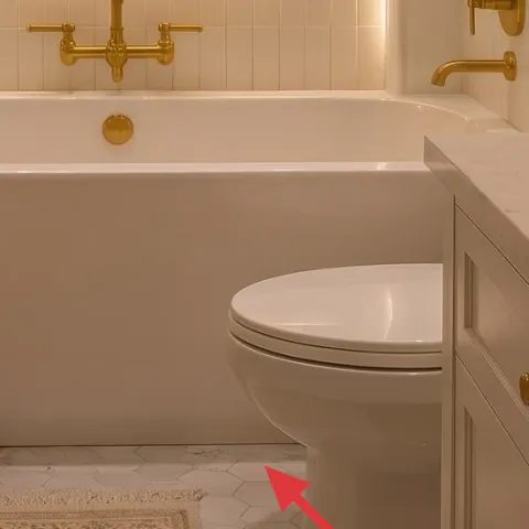 area rug under the tub