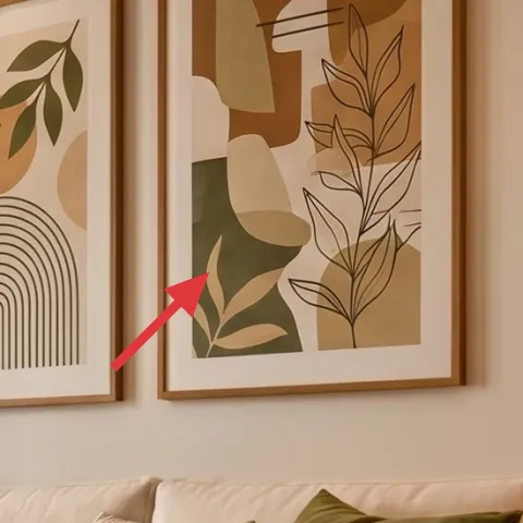 framed botanical print (left, arched lines)