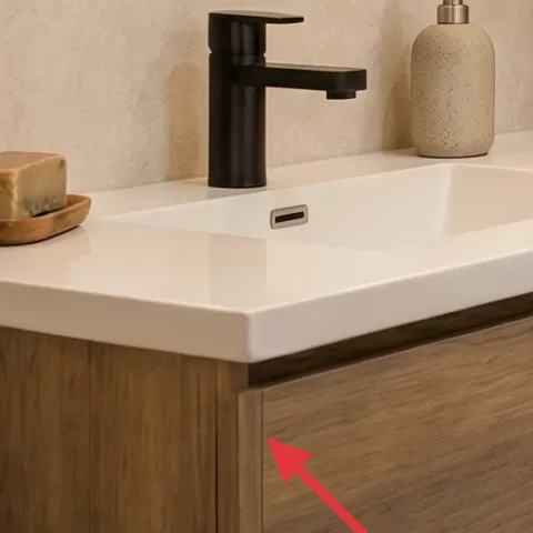wood bathroom vanity with drawers