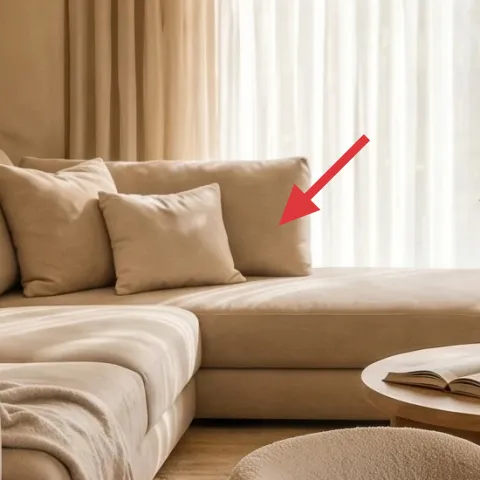 Throw pillows (mix of light beige tones)