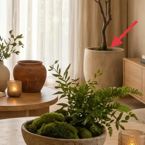 Ceramic vase with stems (cream/stoneware)