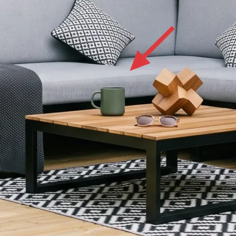 Outdoor sofa with light gray upholstery