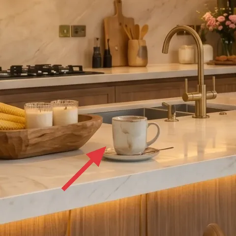 wood bowl on kitchen island