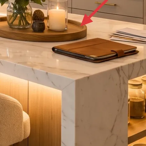 Wooden serving tray with candle