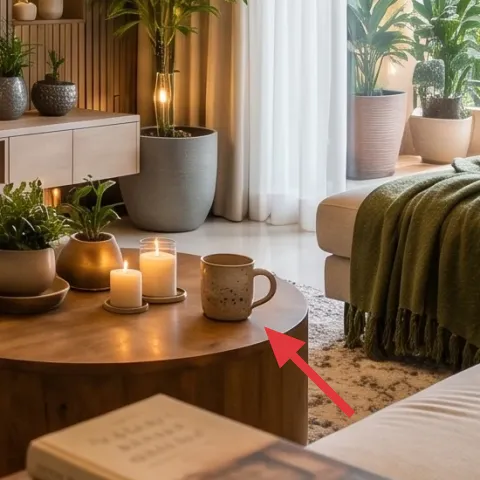 candles on coffee table