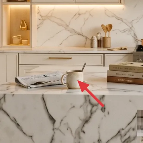 Decorative book stack on the counter