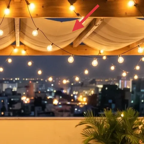 string lights on pergola
