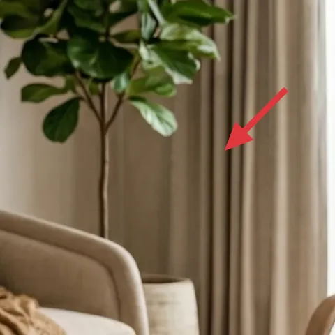 beige curtain panels at window