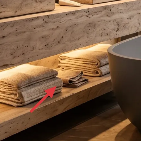 folded beige hand towels