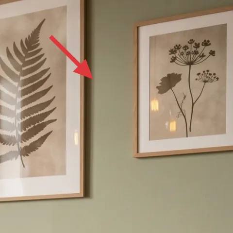 framed botanical print, beige fern