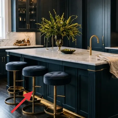 barstool (brass base, navy seat)