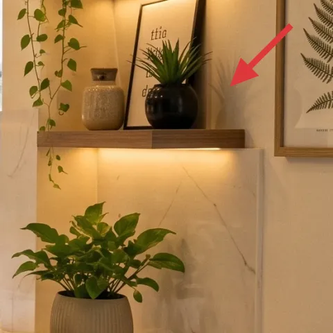 framed botanical print on right wall