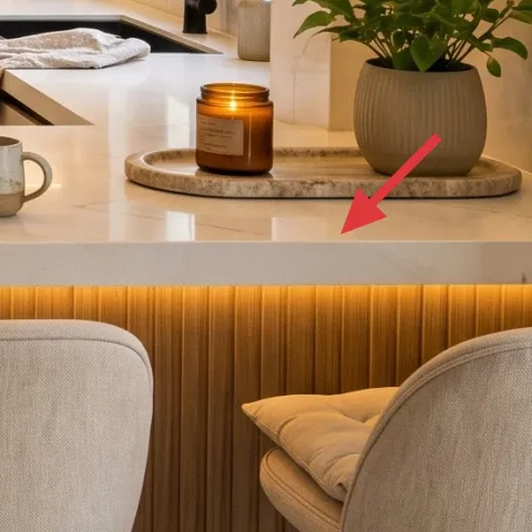 round wooden tray on countertop
