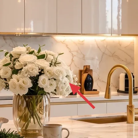 glass vase with white flowers