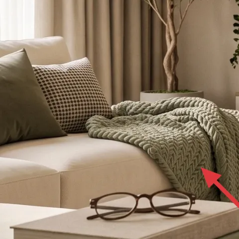 beige knit throw blanket