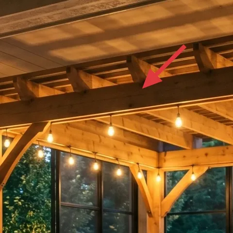 string lights hanging under pergola