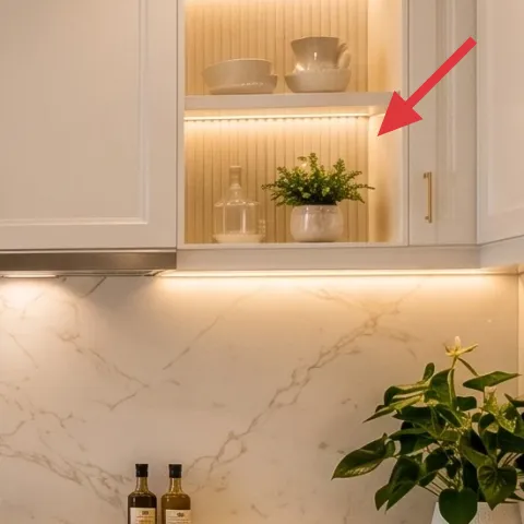 White ceramic jars on open shelf