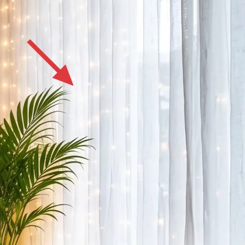 String lights along the curtain