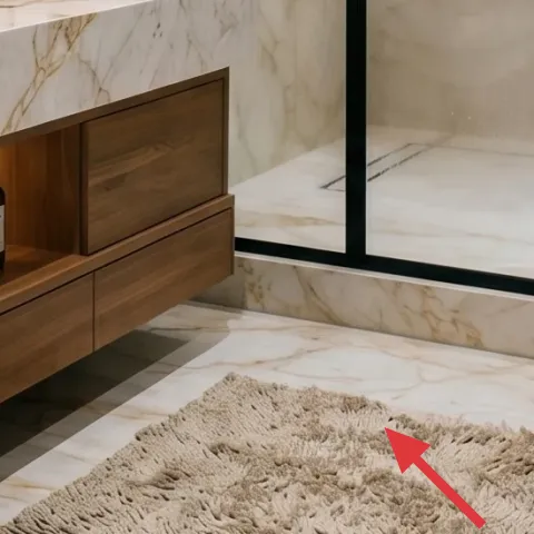 soft light-beige bath rug