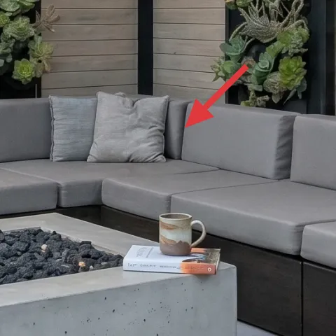 gray L-shaped outdoor sofa