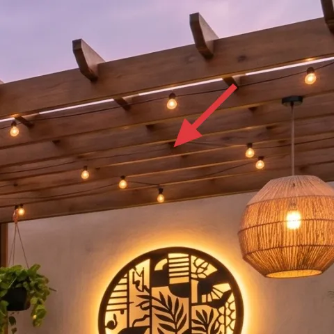 string lights on pergola