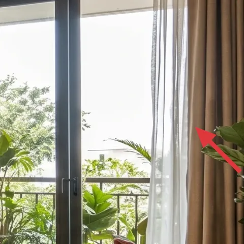 tan floor-length curtains