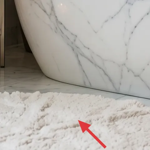 white shag bath rug
