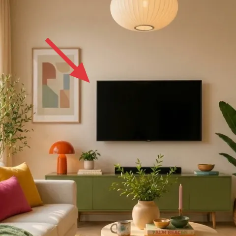 framed wall art print above TV