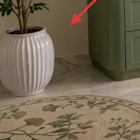 Large floor potted tree in a white vase