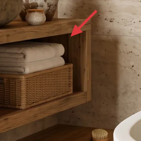 ceramic vase beside the sink niche