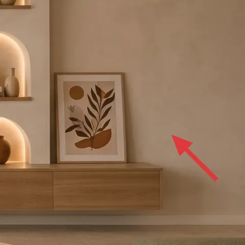 framed botanical print on the right wall