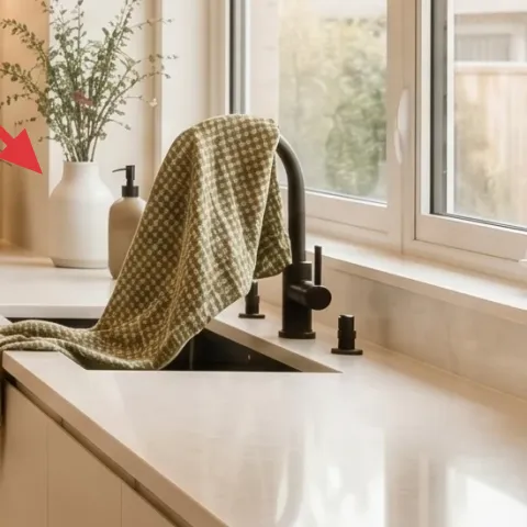 small potted plant on the right windowsill