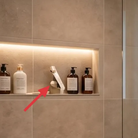 Shower niche toiletry bottles