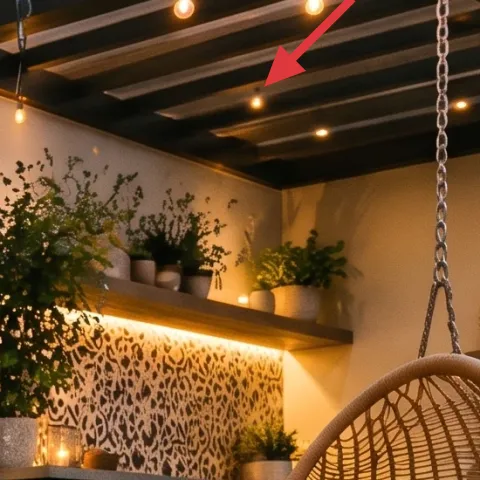 String lights with exposed bulbs