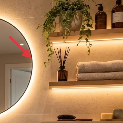 Backlit round wall mirror