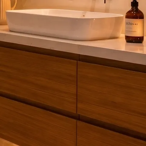 decorative tray on the vanity