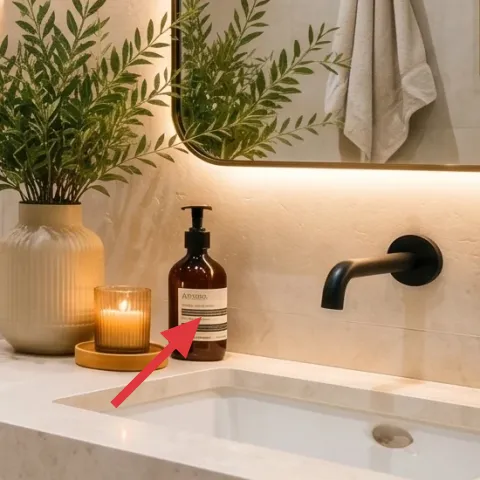 Pillared candles on countertop