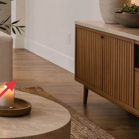 Large ceramic vase on coffee table