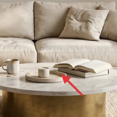Round coffee table with brass base