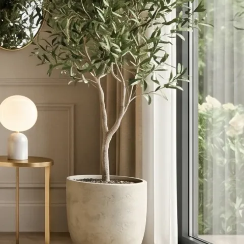 Tall table lamp on the side table