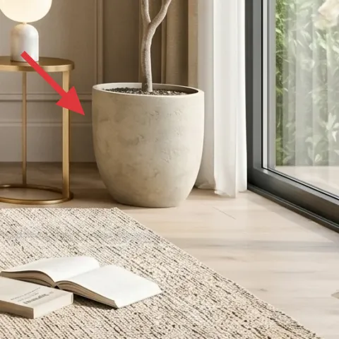 Indoor plant in a large pot near the window