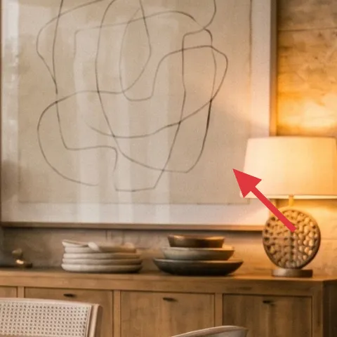 Plug-in table lamp with fabric shade